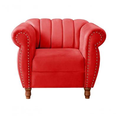 Poltrona Realeza Suede Vermelho Bella Decor