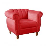 Poltrona Realeza Suede Vermelho 100 - Bella Decor - 2