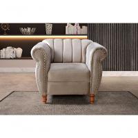 Poltrona Realeza Veludo Capuccino 250 - Bella Decor