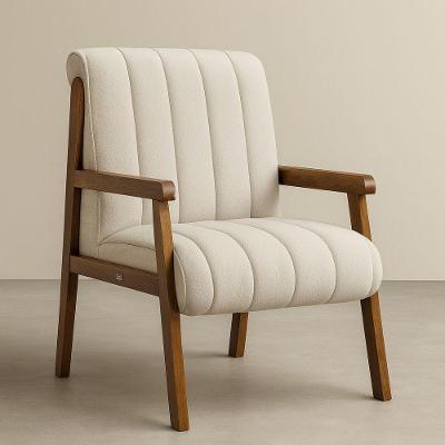 Poltrona Conceito Belga Bouclé Premium Bege