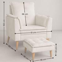 Poltrona Amamentação Conforto Com Mini Puff Veludo Premium Bege - 3