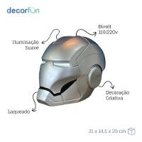 Luminária De Mesa Capacete Homem De Ferro Laqueado Cromo