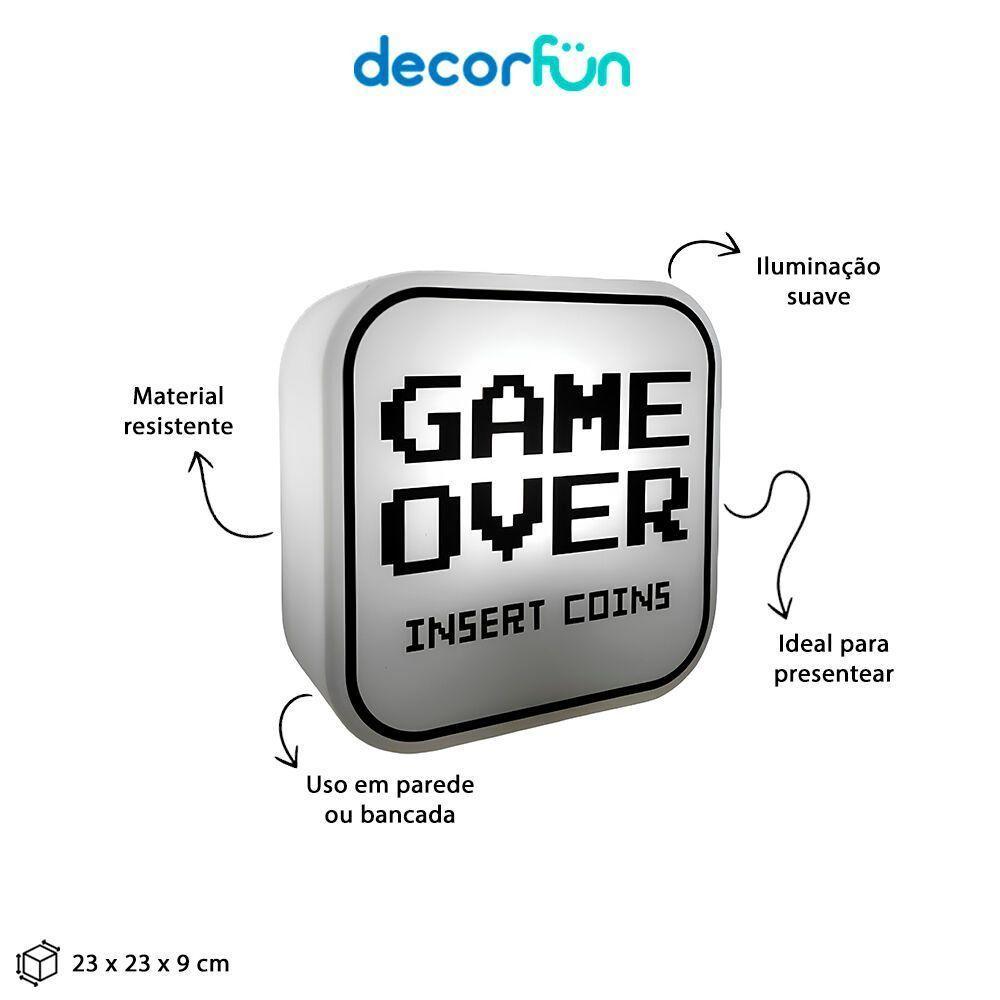 Luminária Game Over: Iluminação Estilosa Para Ambientes Gamer E Aléms - 4