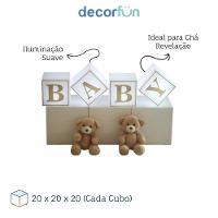 Kit 4 Cubos Iluminados Baby Led Rgb Sem Fio Chá Revelação - 3