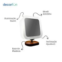 Espelho Maquiagem Iluminado Articulado Com Aumento Base De Madeira - 5