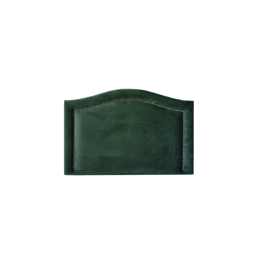 Cabeceira Solteiro Curva Luxo 90x60 Veludo Verde - Tachas Fumê - 1