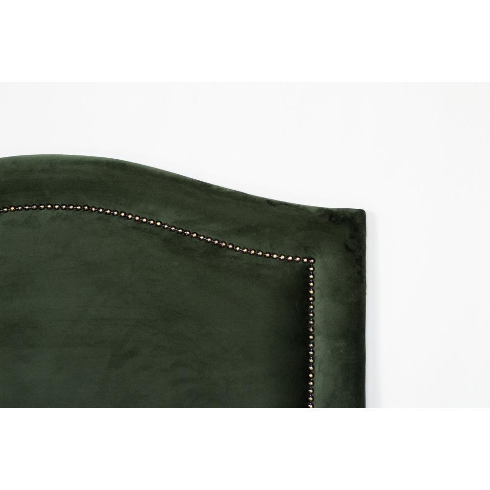 Cabeceira Solteiro Curva Luxo 90x60 Veludo Verde - Tachas Fumê - 3