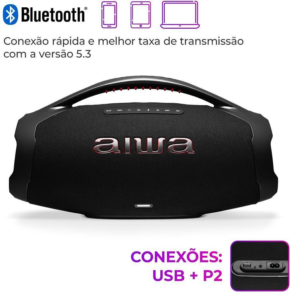 Caixa De Som Boombox Plus Aiwa BBS-01B 200W BT 30H IP66 USB - 7