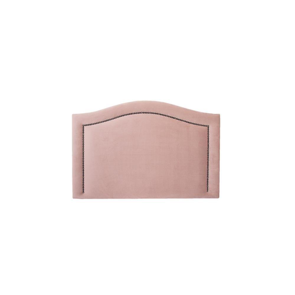 Cabeceira Solteiro Curva Luxo 90x60 Veludo Rosê - Tachas Fumê - 1