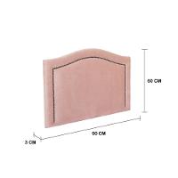 Cabeceira Solteiro Curva Luxo 90x60 Veludo Rosê - Tachas Fumê - 2