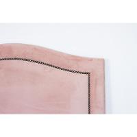 Cabeceira Solteiro Curva Luxo 90x60 Veludo Rosê - Tachas Fumê - 3