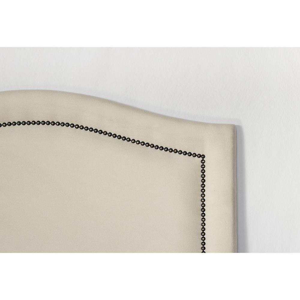 Cabeceira Solteiro Curva Luxo 90x60 Suede Off White - Tachas Fumê - 3