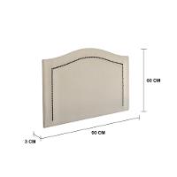Cabeceira Solteiro Curva Luxo 90x60 Suede Off White - Tachas Fumê - 2