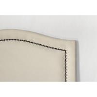 Cabeceira Solteiro Curva Luxo 90x60 Suede Off White - Tachas Fumê - 3