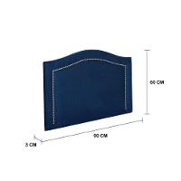 Cabeceira Solteiro Curva Luxo 90x60 Suede Azul - Tachas Prata - 2