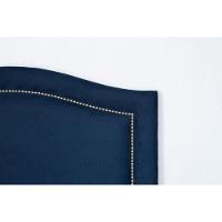 Cabeceira Solteiro Curva Luxo 90x60 Suede Azul - Tachas Prata - 3