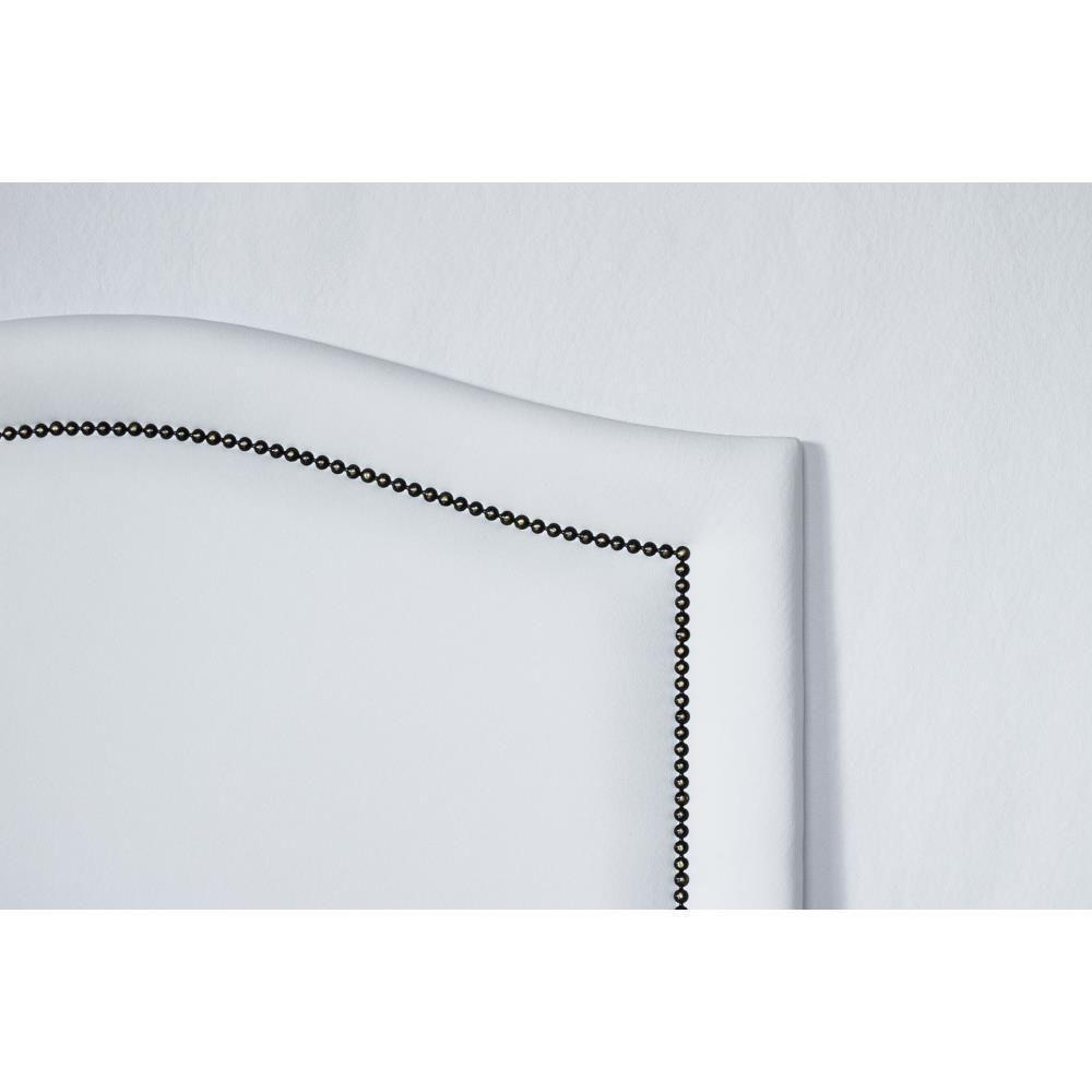 Cabeceira Solteiro Curva Luxo 90x60 Courino Branco - Tachas Fumê - 3