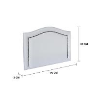 Cabeceira Solteiro Curva Luxo 90x60 Courino Branco - Tachas Fumê - 2