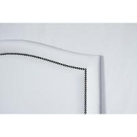 Cabeceira Solteiro Curva Luxo 90x60 Courino Branco - Tachas Fumê - 3