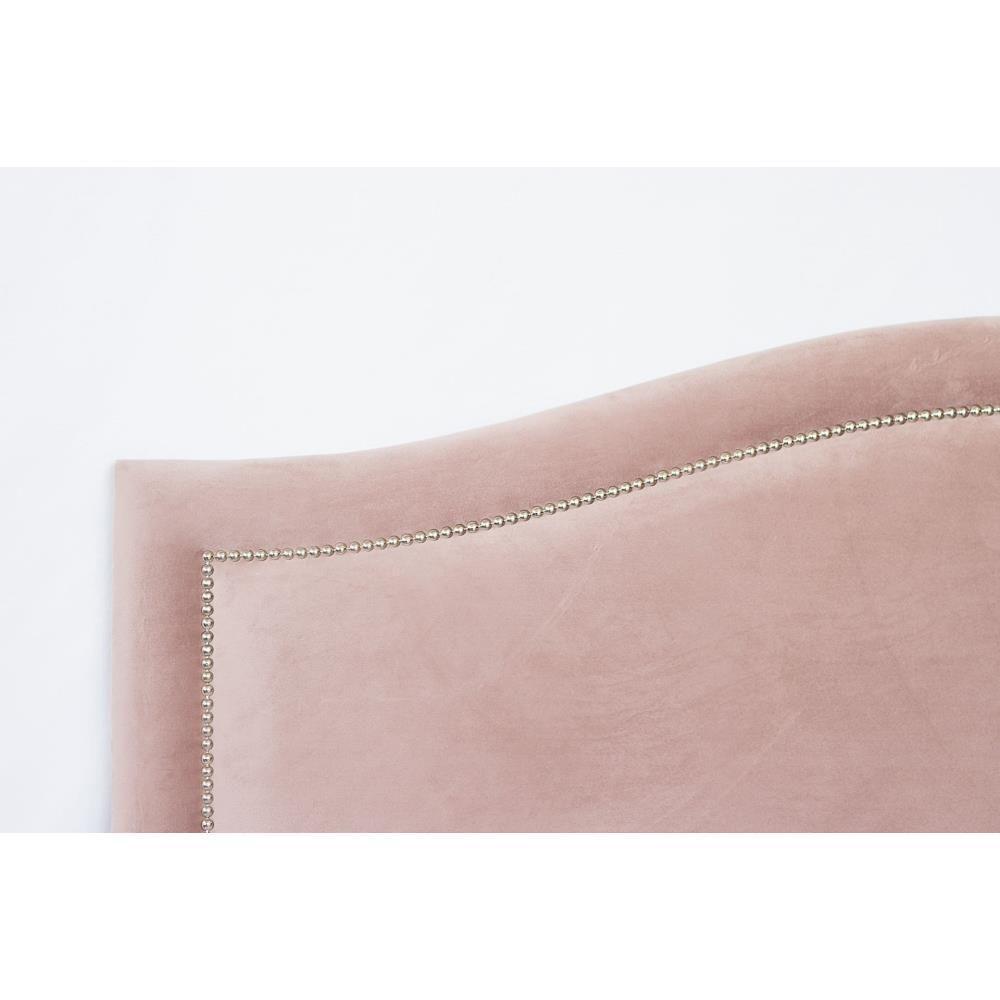 Cabeceira Queen Curva Luxo 160x60 Veludo Rosê - Tachas Prata - 3