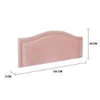 Cabeceira Queen Curva Luxo 160x60 Veludo Rosê - Tachas Prata - 2