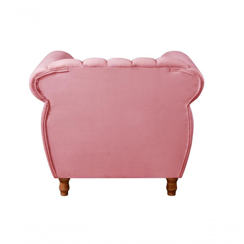 Poltrona Realeza Suede Rosa 280 - Bella Decor - 3
