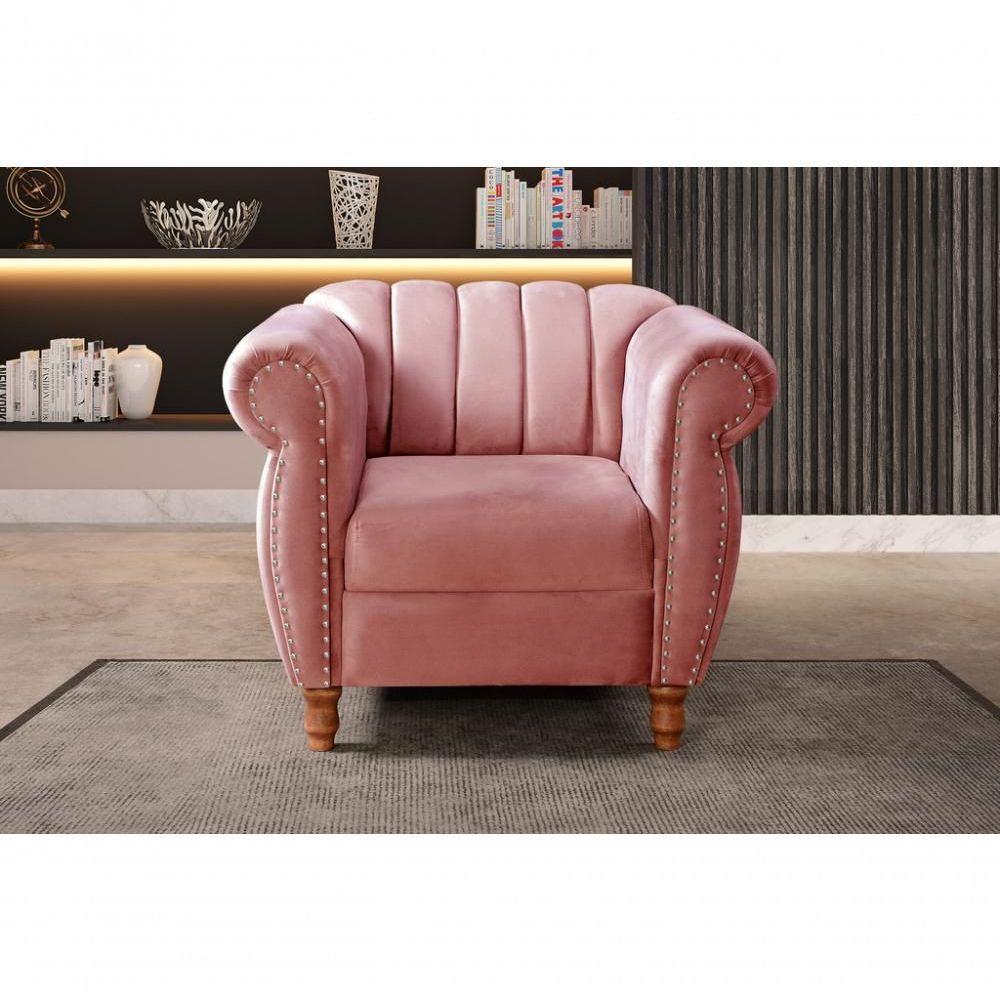 Poltrona Realeza Suede Rosa 280 - Bella Decor - 4