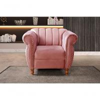 Poltrona Realeza Suede Rosa 280 - Bella Decor