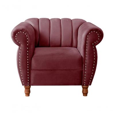 Poltrona Realeza Suede Bordô Bella Decor