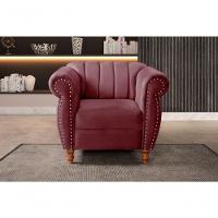 Poltrona Realeza Suede Bordô 110 - Bella Decor