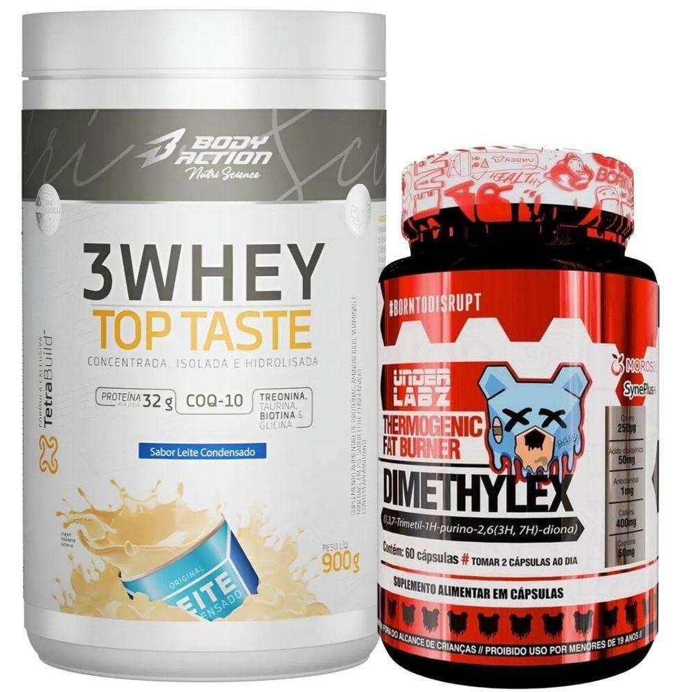 Kit Termogênico Dimethylex + Whey Protein 3w Body Action Sabor Leite Condensado - 1