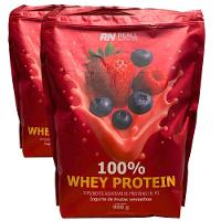 Kit 2 Whey Protein Concentrado 100% Reall Nutrition 900g Sabor Iogurte Frutas Vermelhas - 1