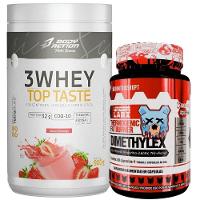 Kit Termogênico Dimethylex + Whey Protein 3w Body Action Sabor Morango - 1
