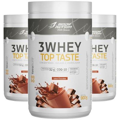 Combo 3 3whey Top Taste 900g Concentrado Isolado Hidrolisada Sabor Chocolate