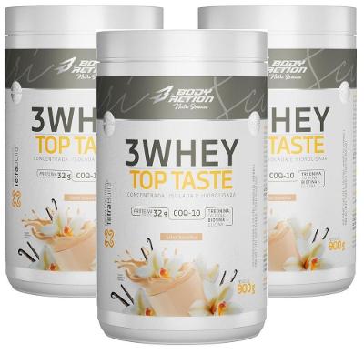 Combo 3 3whey Top Taste 900g Concentrado Isolado Hidrolisada Sabor Baunilha