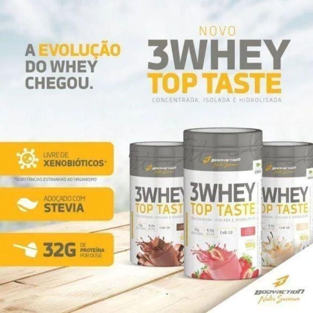 Kit 2 3whey Top Taste 900g Concentrado Isolado Hidrolisada Sabor Baunilha - 3