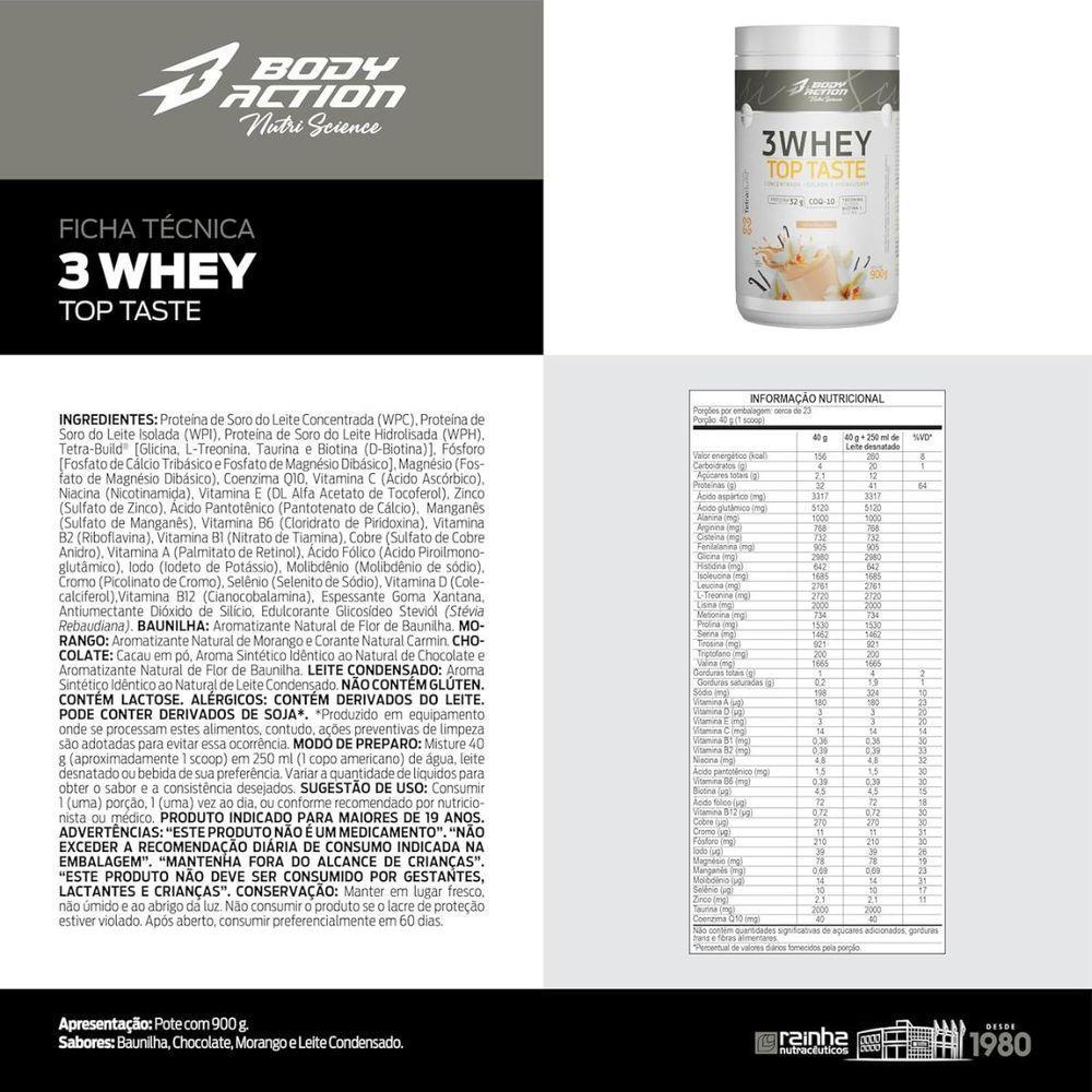 Kit 2 3whey Top Taste 900g Concentrado Isolado Hidrolisada Sabor Baunilha - 5
