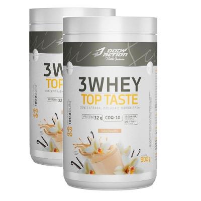 Kit 2 3whey Top Taste 900g Concentrado Isolado Hidrolisada Sabor Baunilha