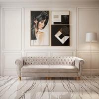 Sofá Nobreza 4 Lugares Clássico Chesterfield Bipartido Retrô Veludo Capuccino 250 - Bella Decor - 1