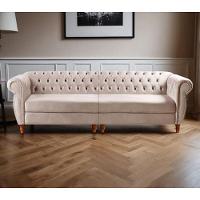 Sofá Nobreza 4 Lugares Clássico Chesterfield Bipartido Retrô Veludo Capuccino 250 - Bella Decor - 4