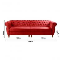 Sofá Nobreza 4 Lugares Clássico Chesterfield Bipartido Retrô Suede Vermelho 100 - Bella Decor - 3