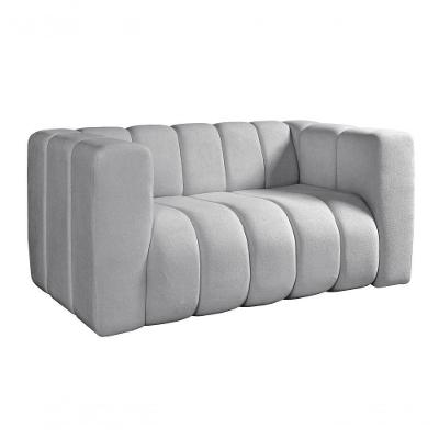 Sofá Mona 2 Lugares Bouclê Marrom 510 - Bella Decor