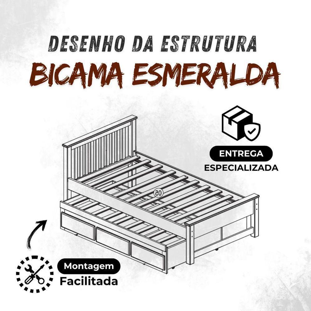 Bicama 3 Gavetas Esmeralda Cor Avelã + 2 Colchões Ortobom D28 - 8