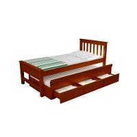 Bicama 3 Gavetas Esmeralda Cor Avelã + 2 Colchões Ortobom D28 - 1