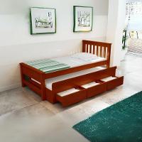 Bicama 3 Gavetas Esmeralda Cor Avelã + 2 Colchões Ortobom D28 - 2