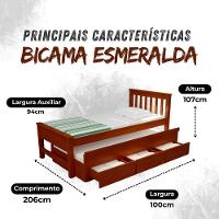 Bicama 3 Gavetas Esmeralda Cor Avelã + 2 Colchões Ortobom D28 - 5