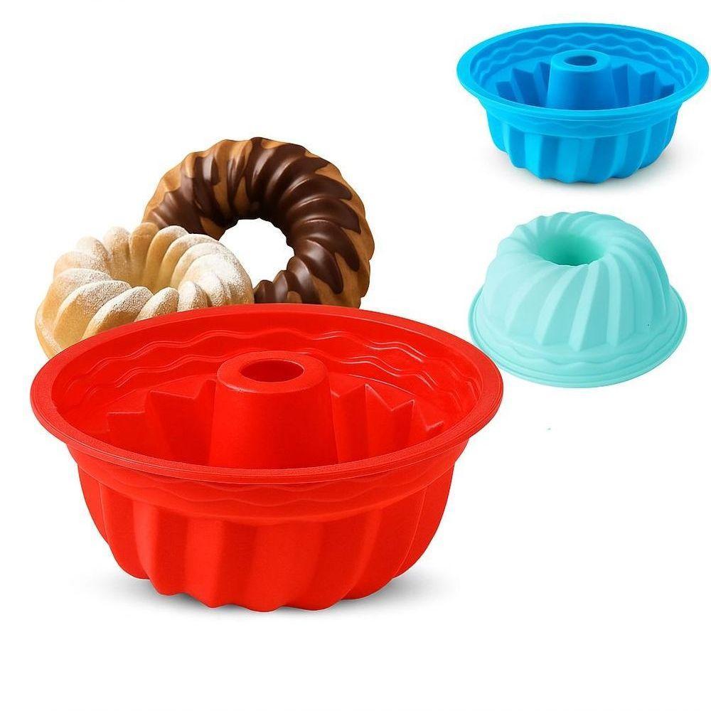 Forma Silicone Bolo Pudim Torta Assadeira Air Fryer Vazada Redonda Reutilizavel Antiaderente Confeitaria - 1