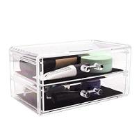 Organizador Porta Maquiagem Acrilico Com 2 Gavetas Maleta Para Cosmeticos Esmaltes Batom Pincel E Joias - 3