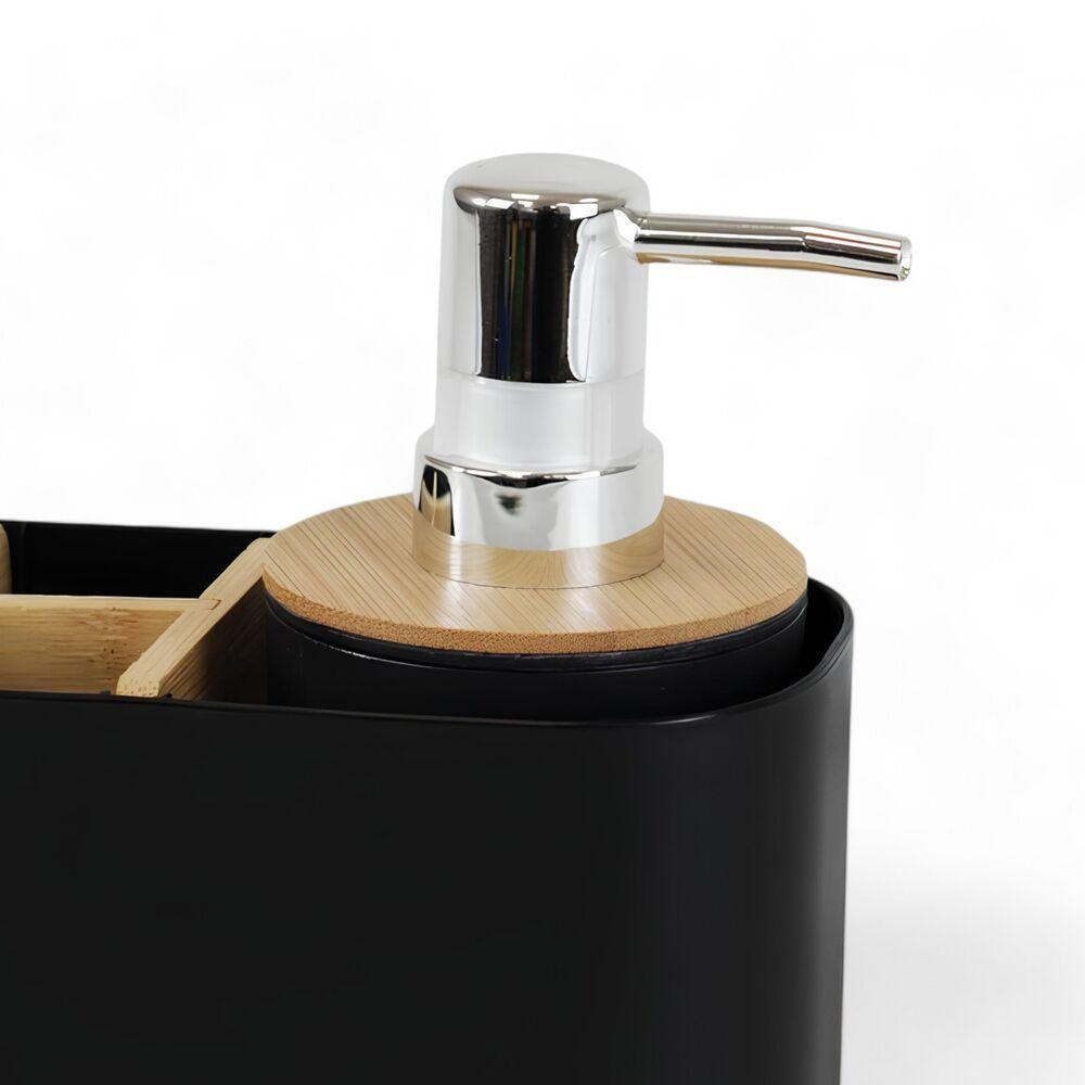 Organizador De Banheiro Com Dispenser Pump 280ml Bambu Preto - 3