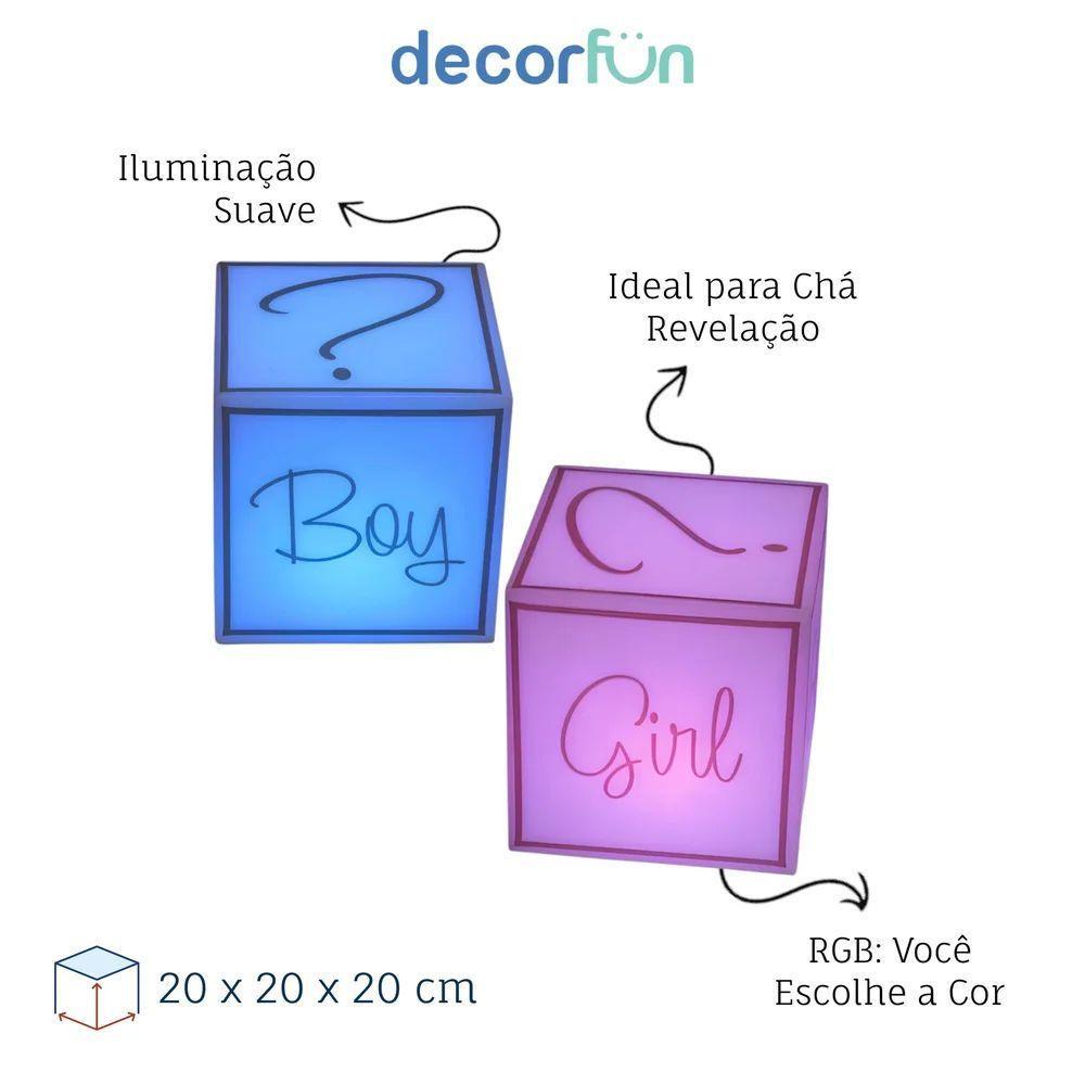 Cubo Iluminado Para Chá Revelação Com Fio - Boy Or Girl? - 6
